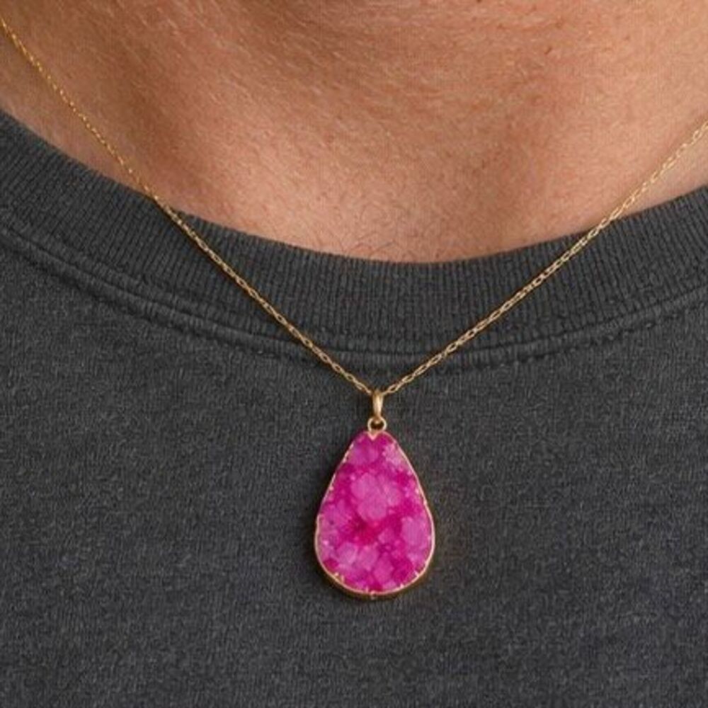 Hot Pink Crystal Pendant Necklace